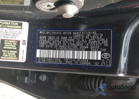 2016 Toyota Corolla S Plus from USA, damaged, VIN 2T1BURHE8GC611735